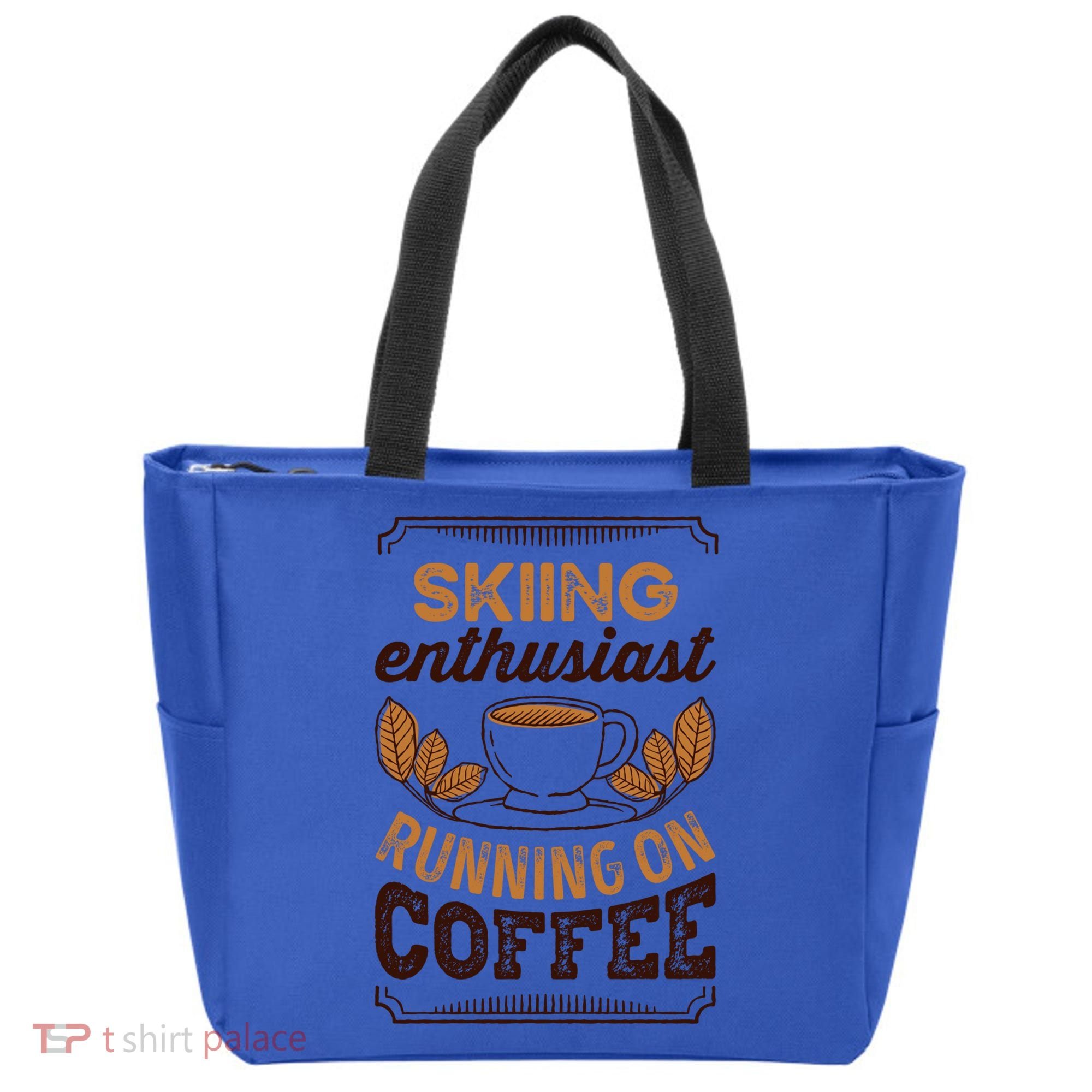 Skiing Enthusiast Running On Coffee Caffeine Lover Cool Gift Tote Bag