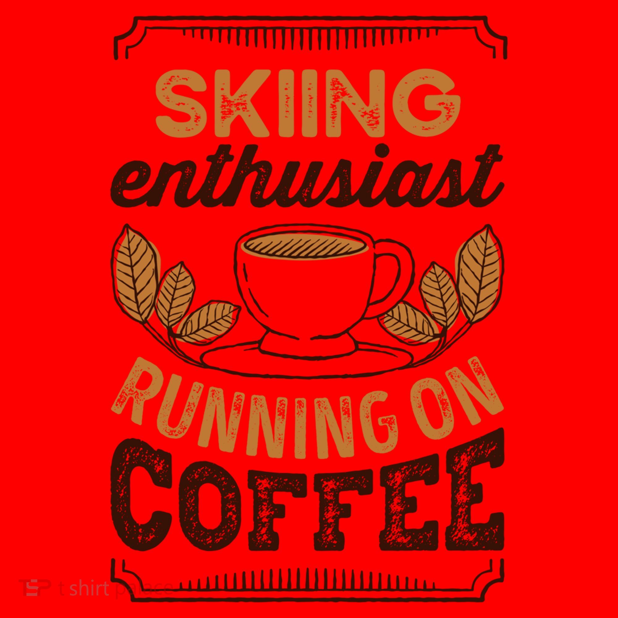 Skiing Enthusiast Running On Coffee Caffeine Lover Cool Gift Santa Hat