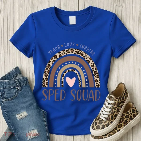 Special Education Sped Sped Squad Leopard Rainbow Modern Meaningful Gift Women's T-Shirt