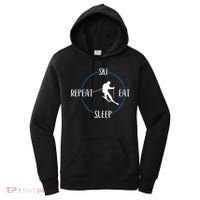Ski Eat Sleep Repeat Gift For Skiers And Downhill Skiers Great Gift Women's Hoodie thumb 0