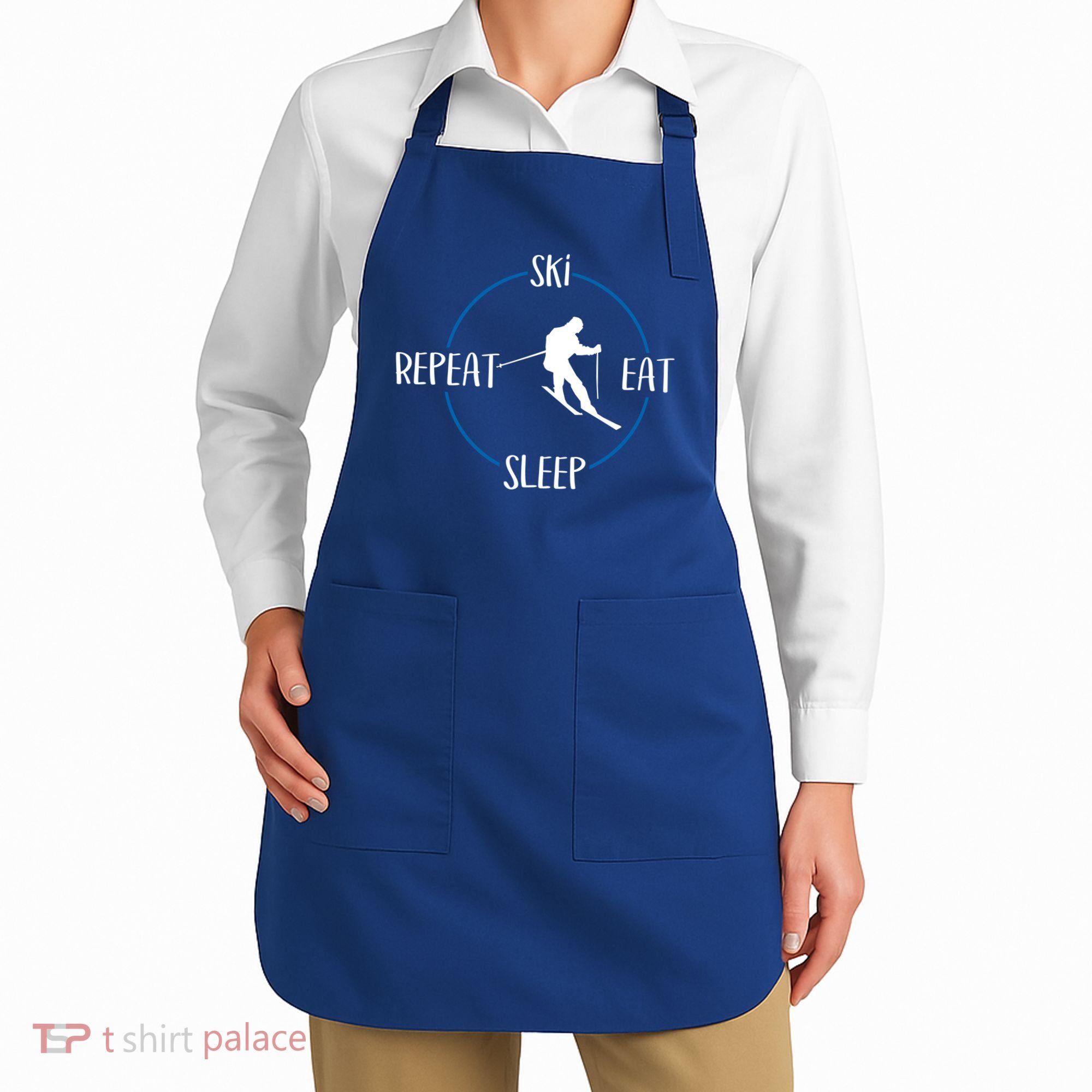 Ski Eat Sleep Repeat Gift For Skiers And Downhill Skiers Great Gift Apron