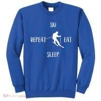 Ski Eat Sleep Repeat Gift For Skiers And Downhill Skiers Great Gift Sweatshirt thumb 0