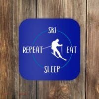 Ski Eat Sleep Repeat Gift For Skiers And Downhill Skiers Great Gift Coaster thumb 0