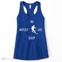 Ski Eat Sleep Repeat Gift For Skiers And Downhill Skiers Great Gift Women's Tank Top thumb 0