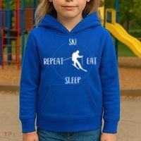 Ski Eat Sleep Repeat Gift For Skiers And Downhill Skiers Great Gift Kids Hoodie thumb 3