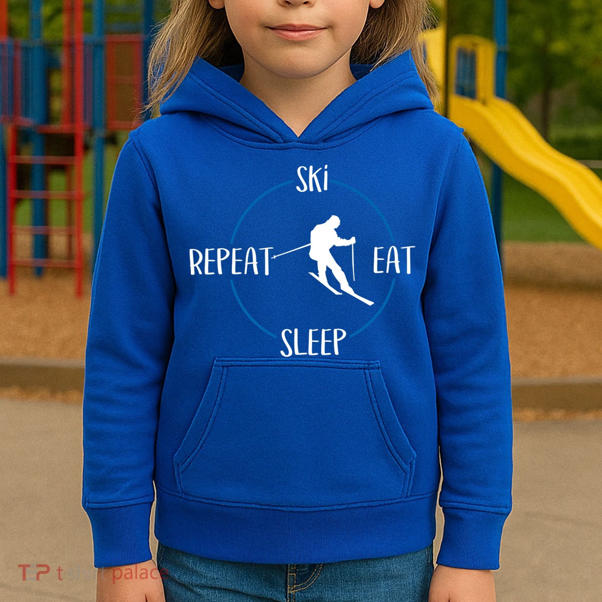 Ski Eat Sleep Repeat Gift For Skiers And Downhill Skiers Great Gift Kids Hoodie