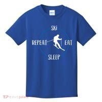 Ski Eat Sleep Repeat Gift For Skiers And Downhill Skiers Great Gift Kids T-Shirt thumb 0