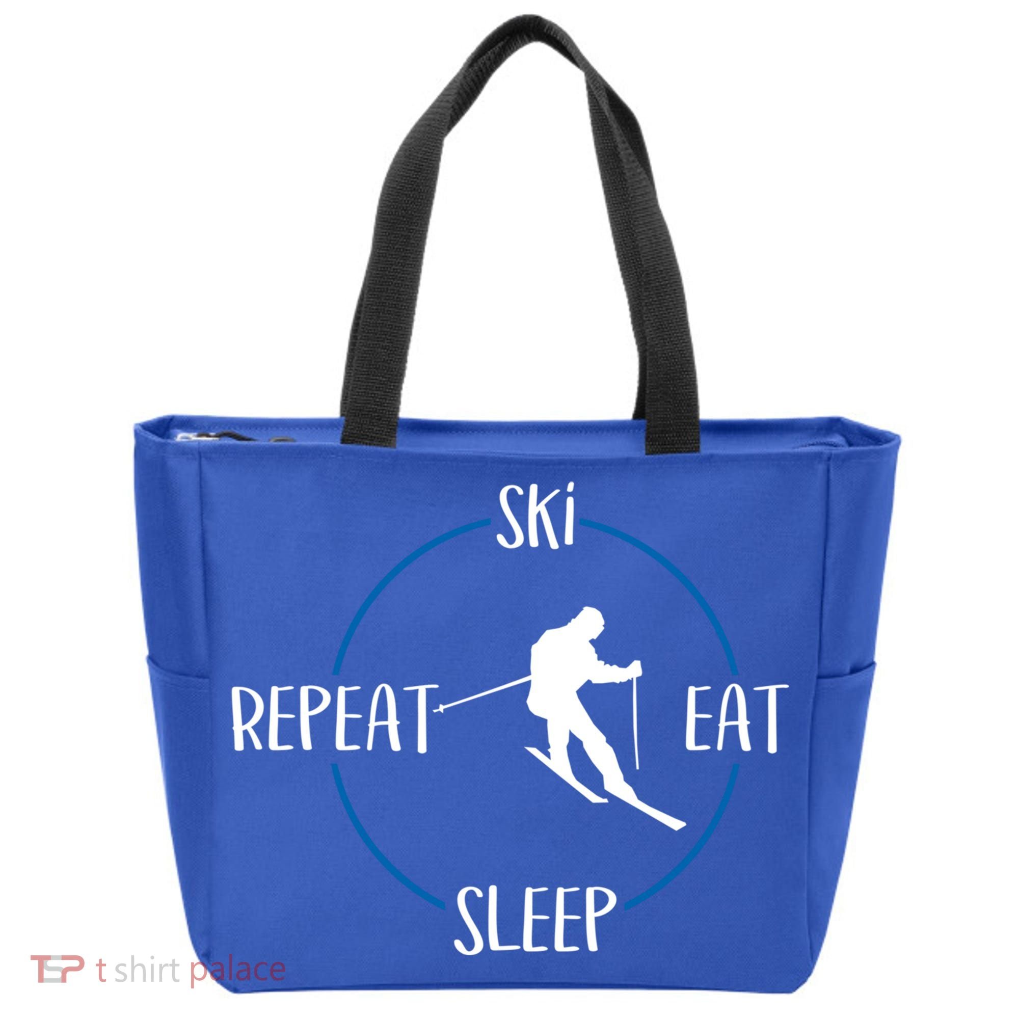 Ski Eat Sleep Repeat Gift For Skiers And Downhill Skiers Great Gift Tote Bag