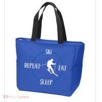 Ski Eat Sleep Repeat Gift For Skiers And Downhill Skiers Great Gift Tote Bag thumb 3