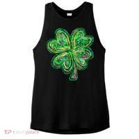 Shamrock Effect St Patricks Day Four Leaf Clover Ladies PosiCharge Tri-Blend Wicking Tank thumb 0