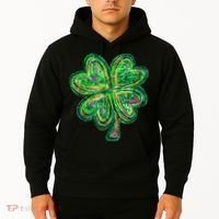 Shamrock Effect St Patricks Day Four Leaf Clover Hoodie thumb 2