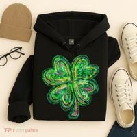 Shamrock Effect St Patricks Day Four Leaf Clover Hoodie thumb 4