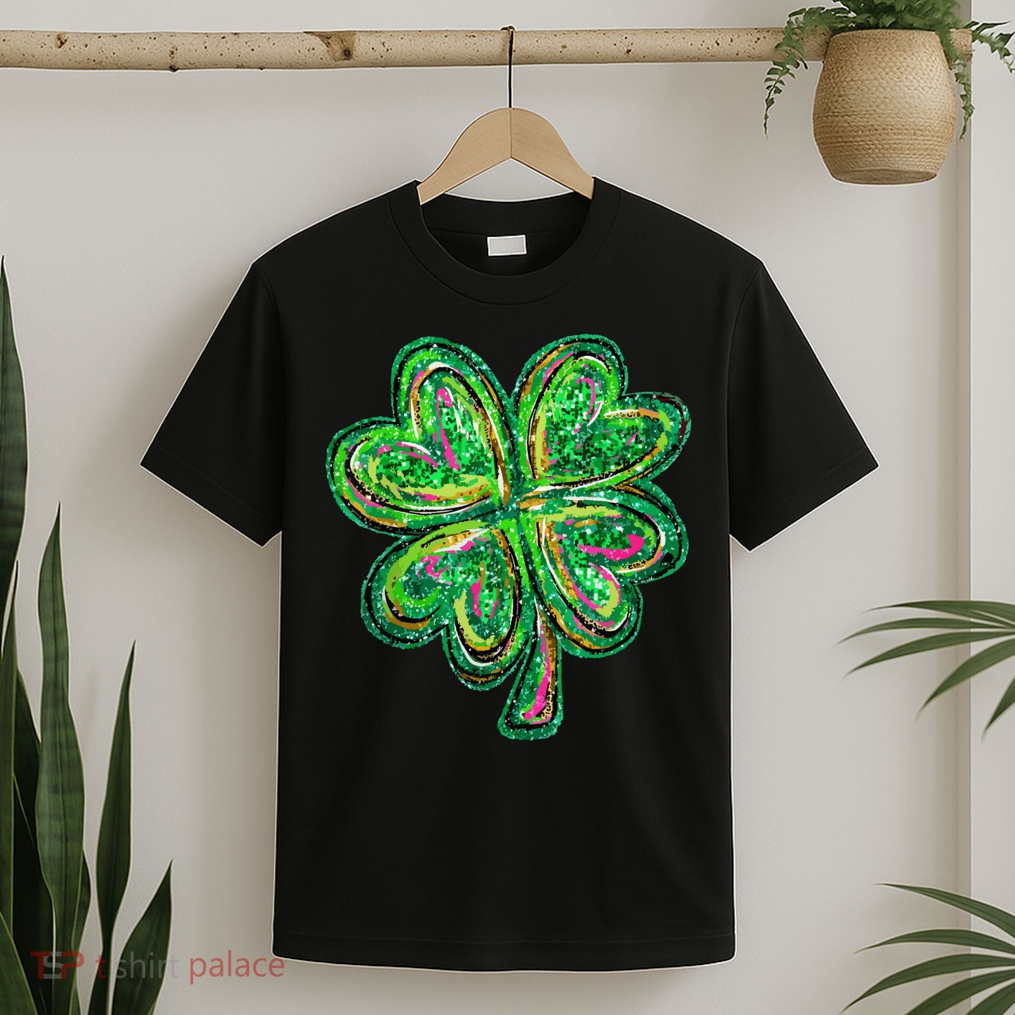 Shamrock Effect St Patricks Day Four Leaf Clover T-Shirt
