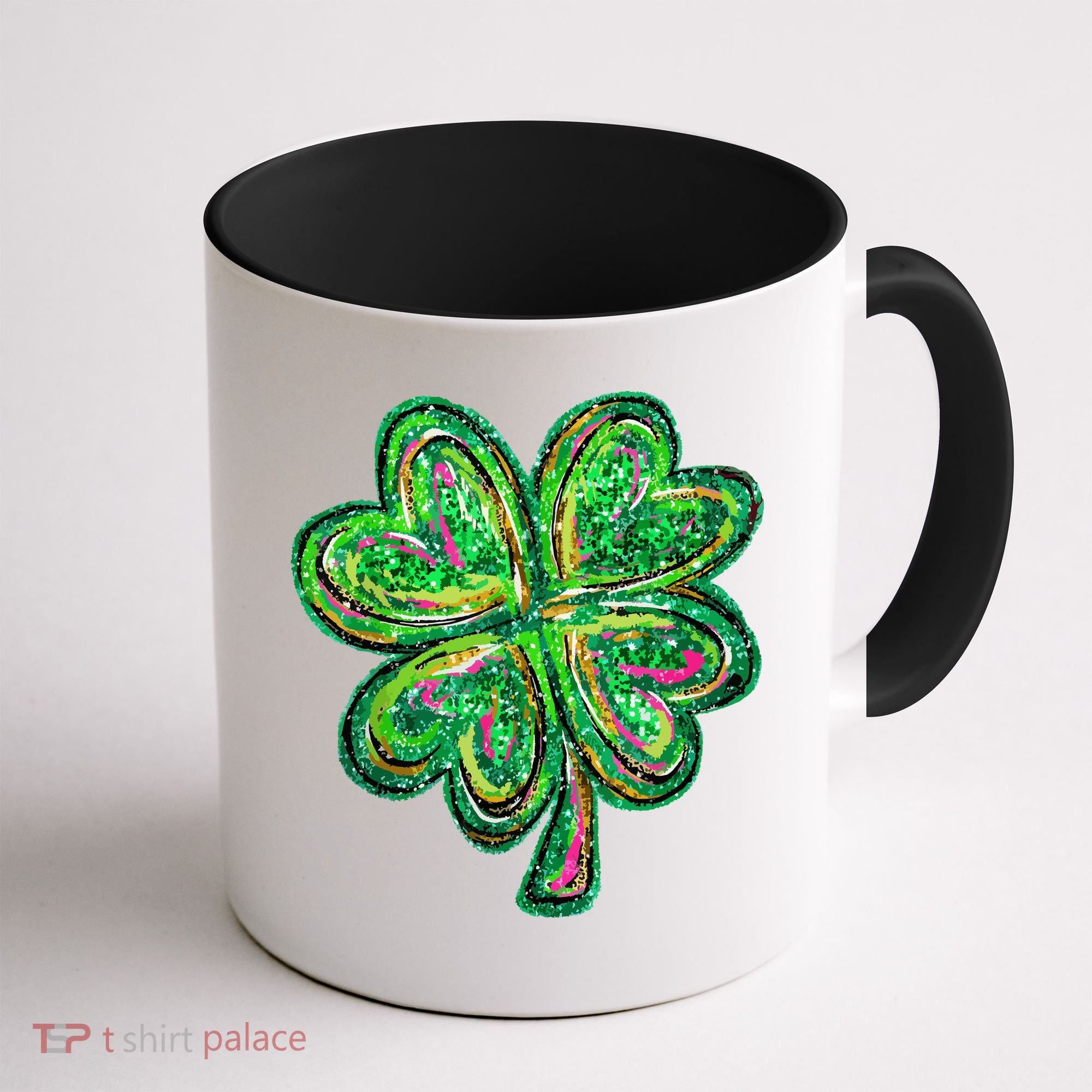 Shamrock Effect St Patricks Day Four Leaf Clover Coffee Mug