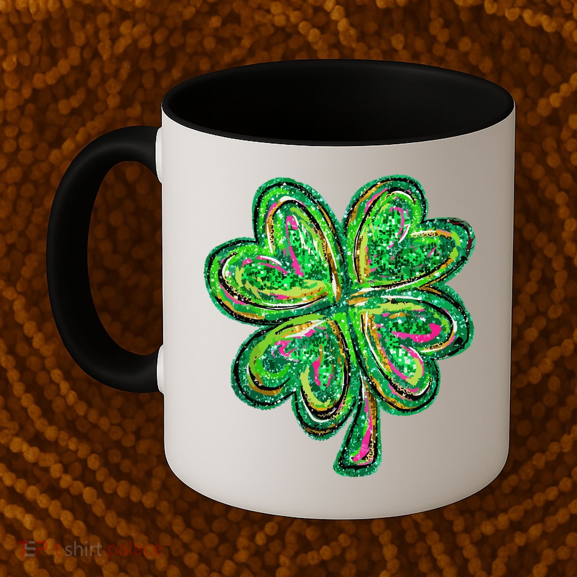 Shamrock Effect St Patricks Day Four Leaf Clover Coffee Mug