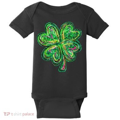 Shamrock Effect St Patricks Day Four Leaf Clover Baby Bodysuit