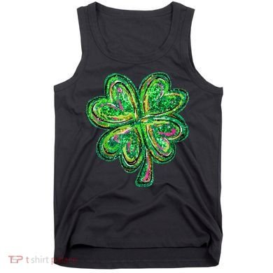 Shamrock Effect St Patricks Day Four Leaf Clover Tank Top