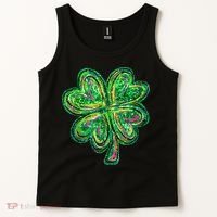 Shamrock Effect St Patricks Day Four Leaf Clover Tank Top thumb 2