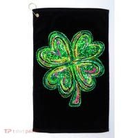 Shamrock Effect St Patricks Day Four Leaf Clover Golf Towel thumb 0