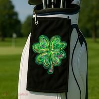 Shamrock Effect St Patricks Day Four Leaf Clover Golf Towel thumb 2