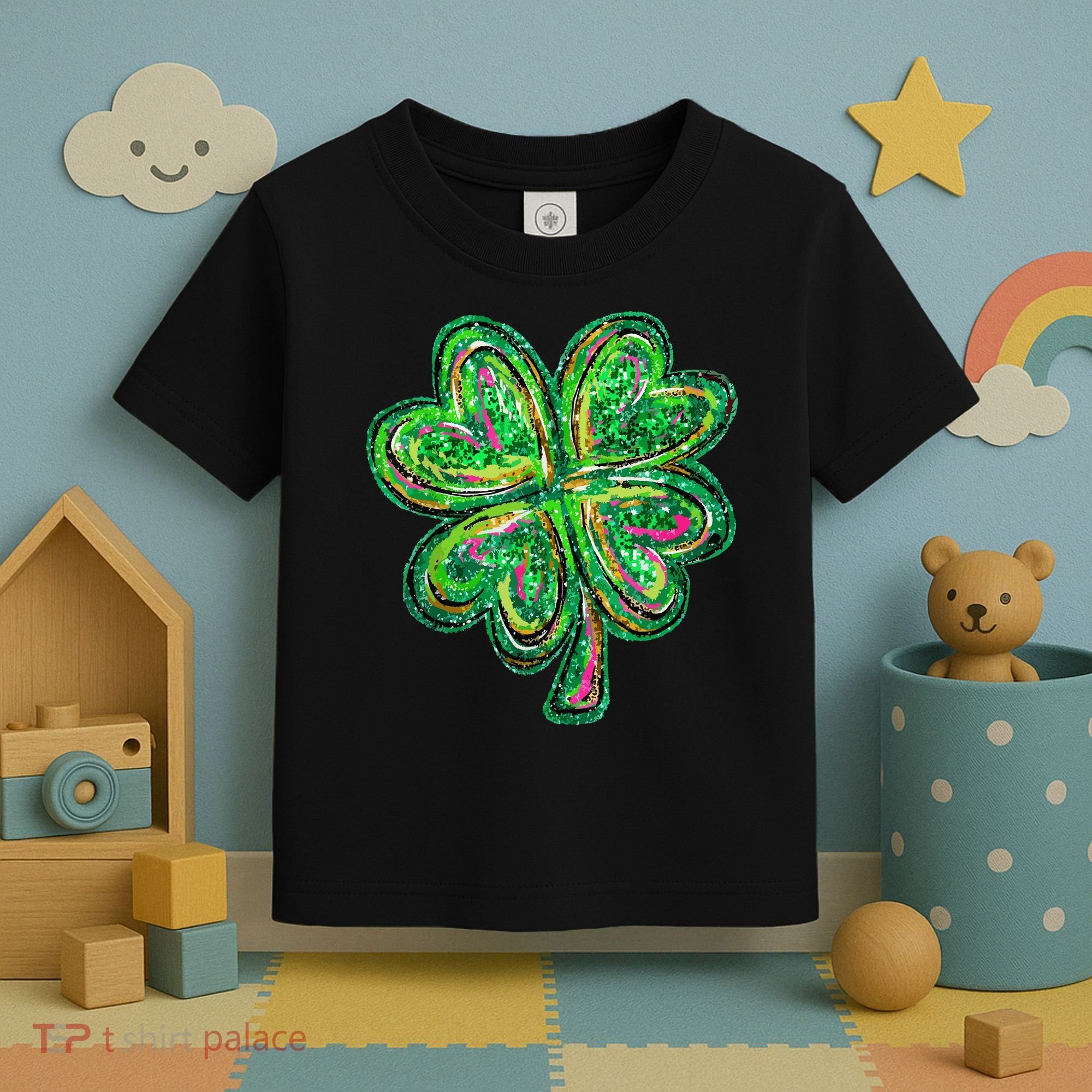 Shamrock Effect St Patricks Day Four Leaf Clover Toddler T-Shirt