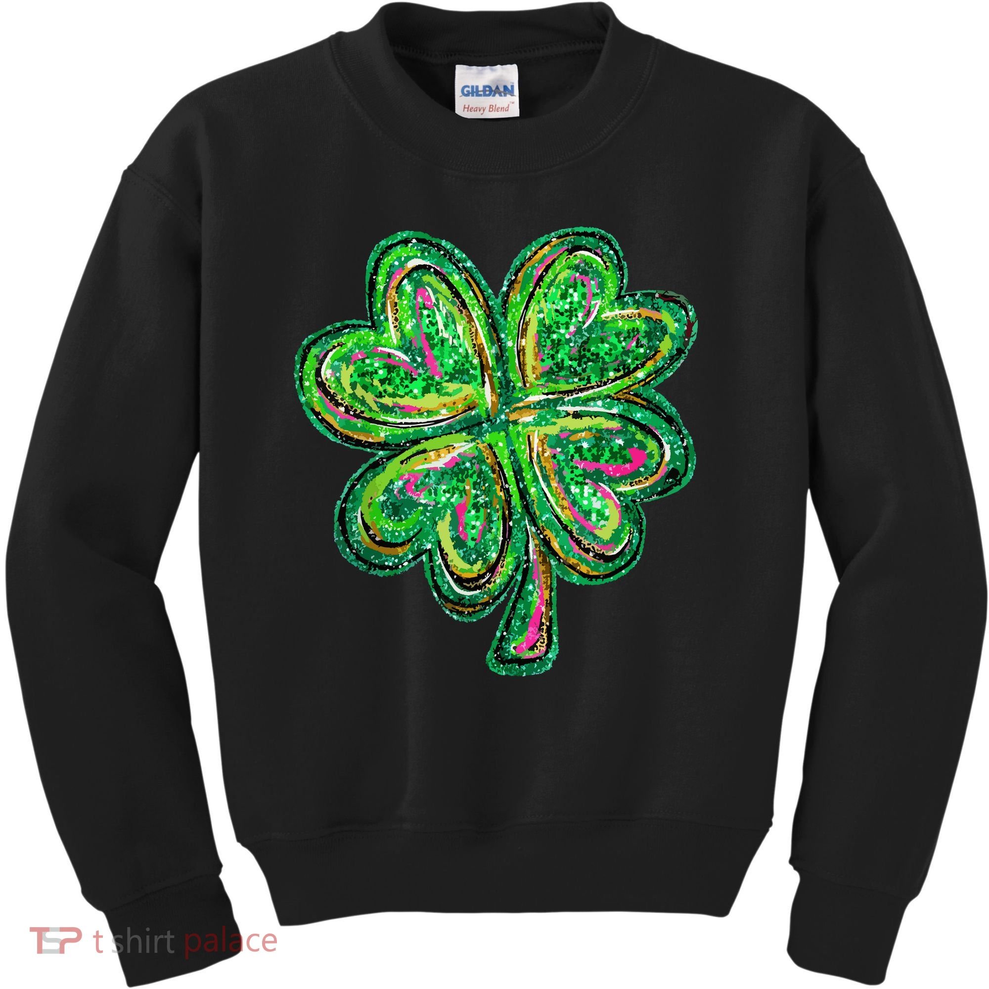 Shamrock Effect St Patricks Day Four Leaf Clover Kids Sweatshirt