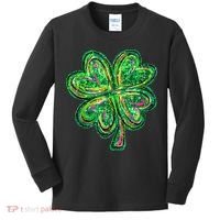 Shamrock Effect St Patricks Day Four Leaf Clover Kids Long Sleeve Shirt thumb 0