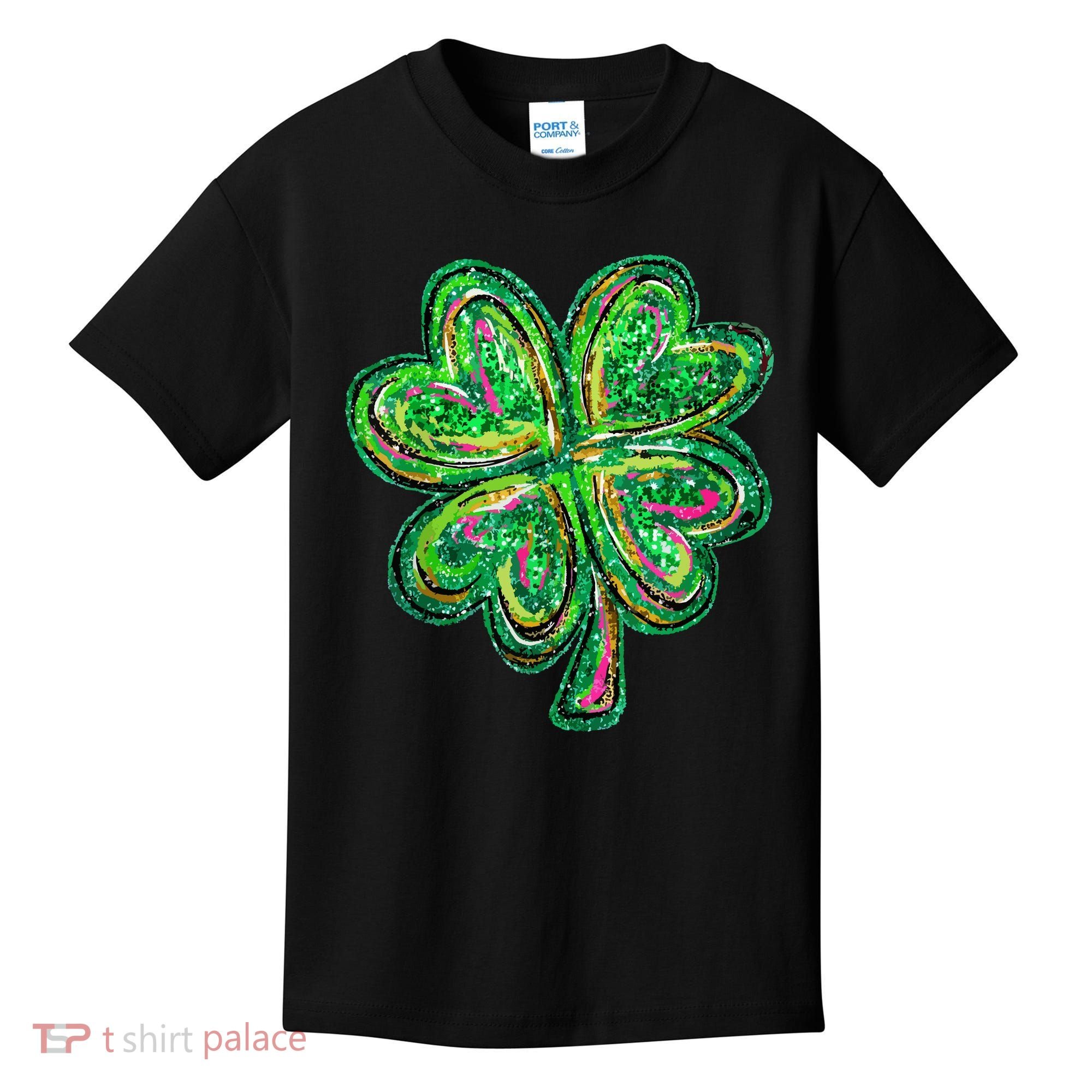 Shamrock Effect St Patricks Day Four Leaf Clover Kids T-Shirt