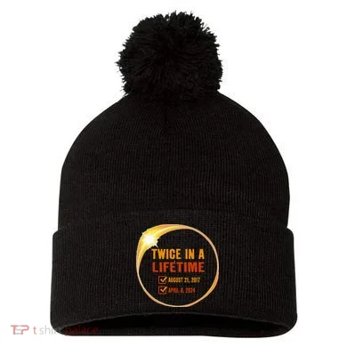 Solar Eclipse Pom Pom 12in Knit Beanie