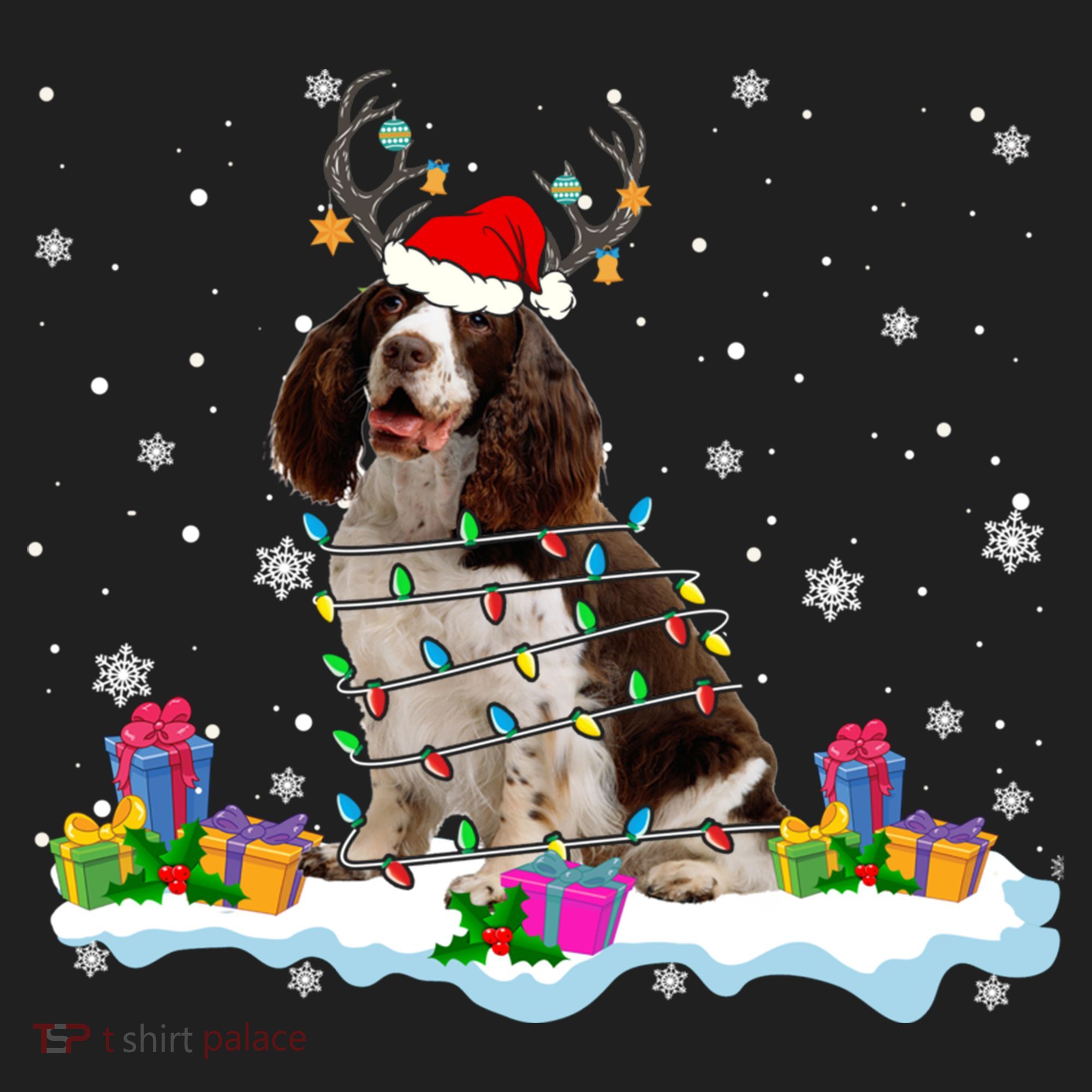 Santa English Springer Spaniel Christmas Santa Reindeer Dog Great Gift Women's Sweatshirt