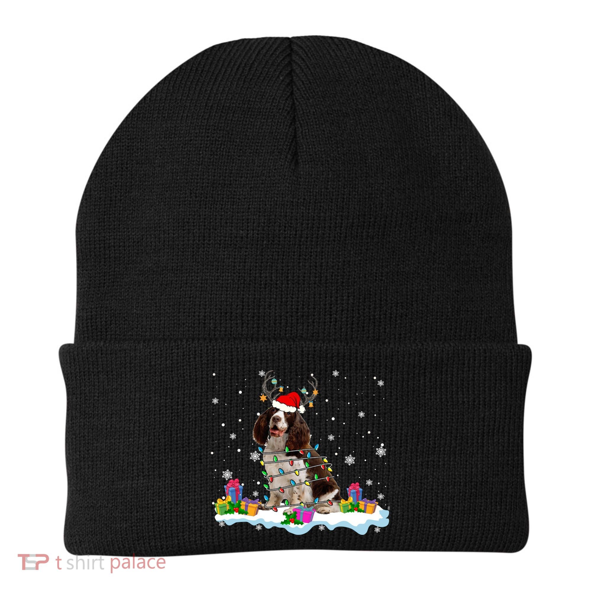 Santa English Springer Spaniel Christmas Santa Reindeer Dog Great Gift Beanie