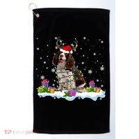 Santa English Springer Spaniel Christmas Santa Reindeer Dog Great Gift Golf Towel thumb 0