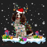 Santa English Springer Spaniel Christmas Santa Reindeer Dog Great Gift Golf Towel thumb 3