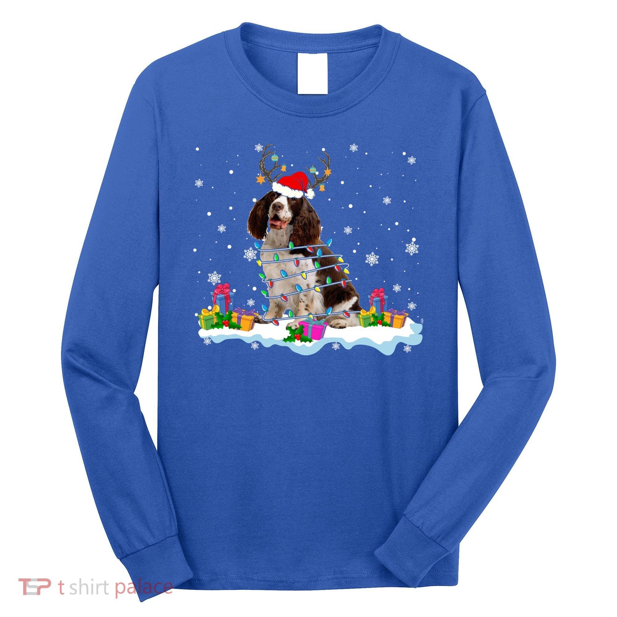 Santa English Springer Spaniel Christmas Santa Reindeer Dog Great Gift Long Sleeve Shirt