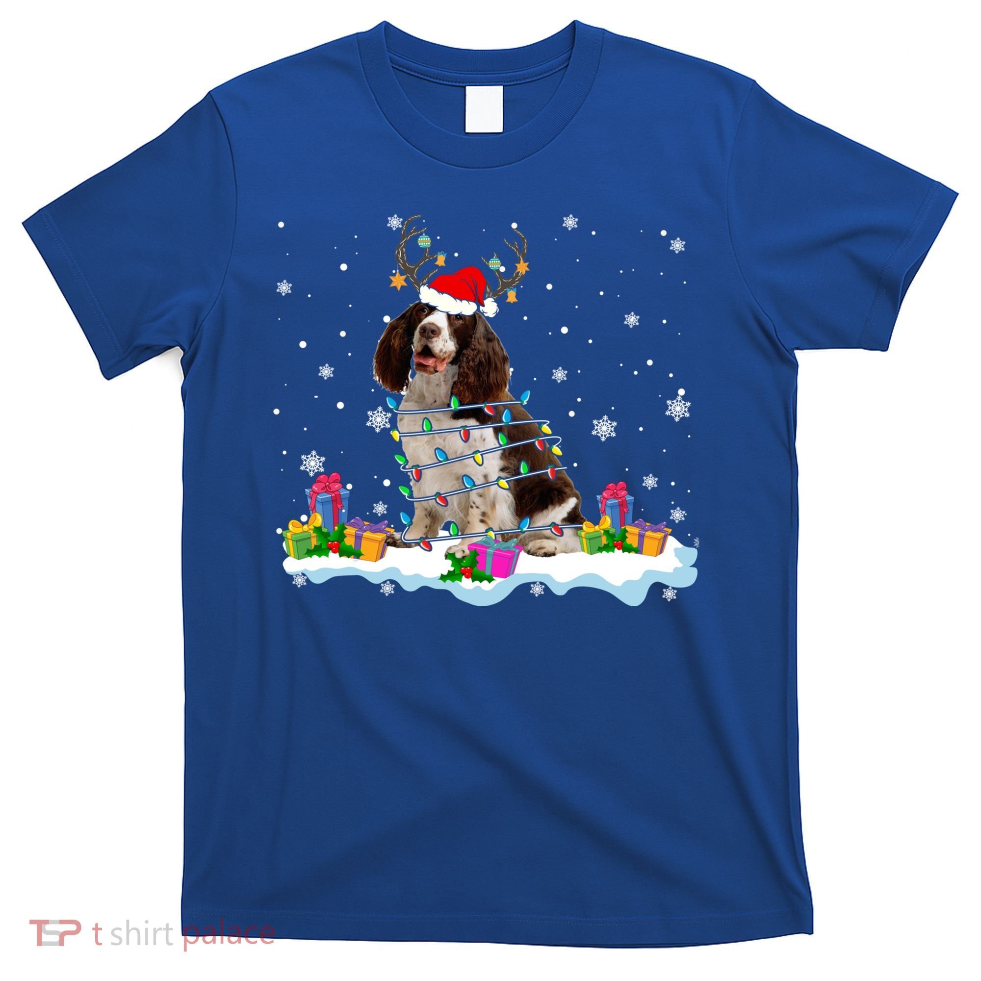 Santa English Springer Spaniel Christmas Santa Reindeer Dog Great Gift T-Shirt