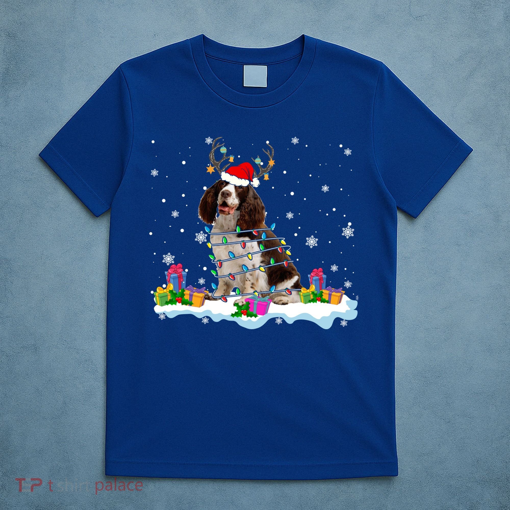 Santa English Springer Spaniel Christmas Santa Reindeer Dog Great Gift T-Shirt