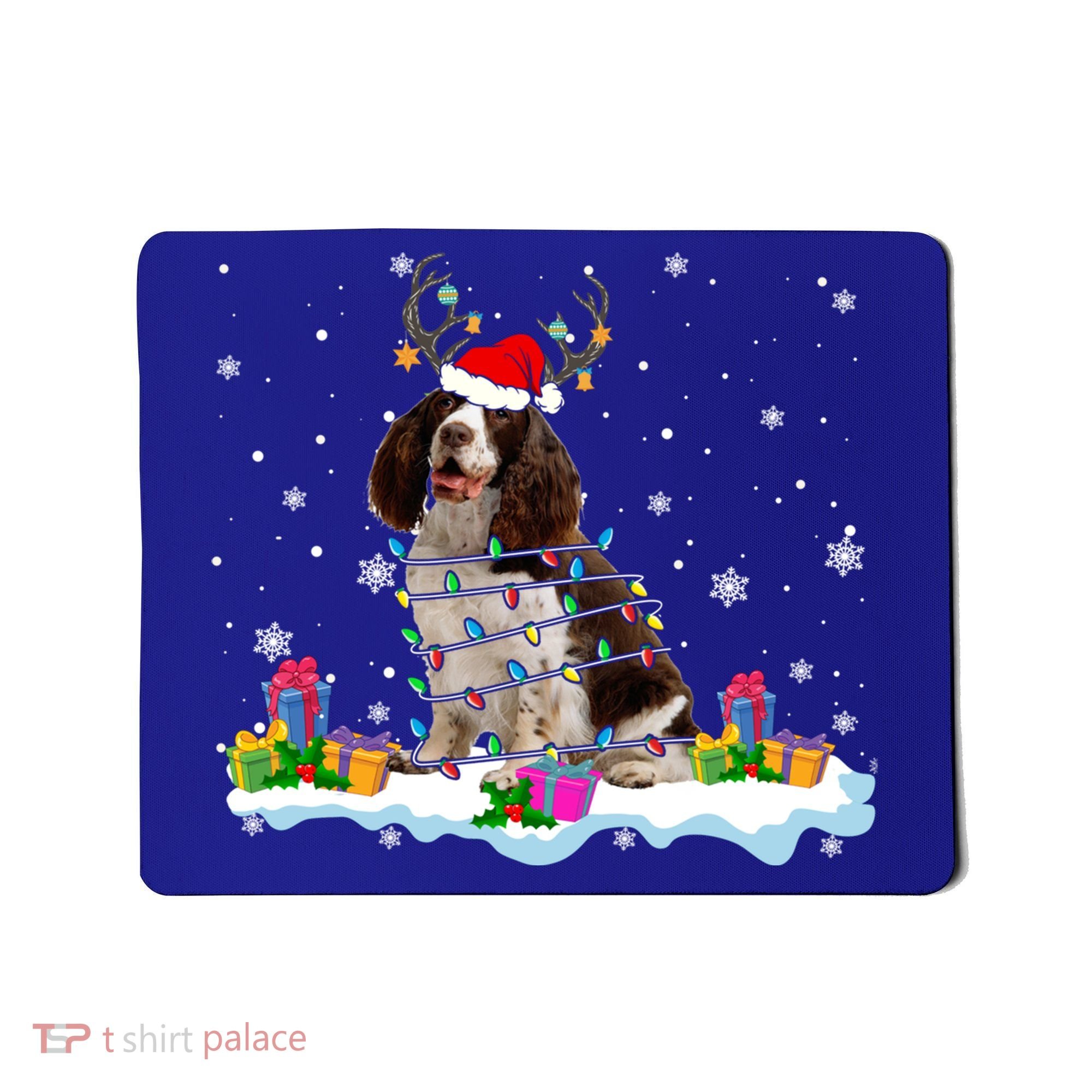 Santa English Springer Spaniel Christmas Santa Reindeer Dog Great Gift Mousepad