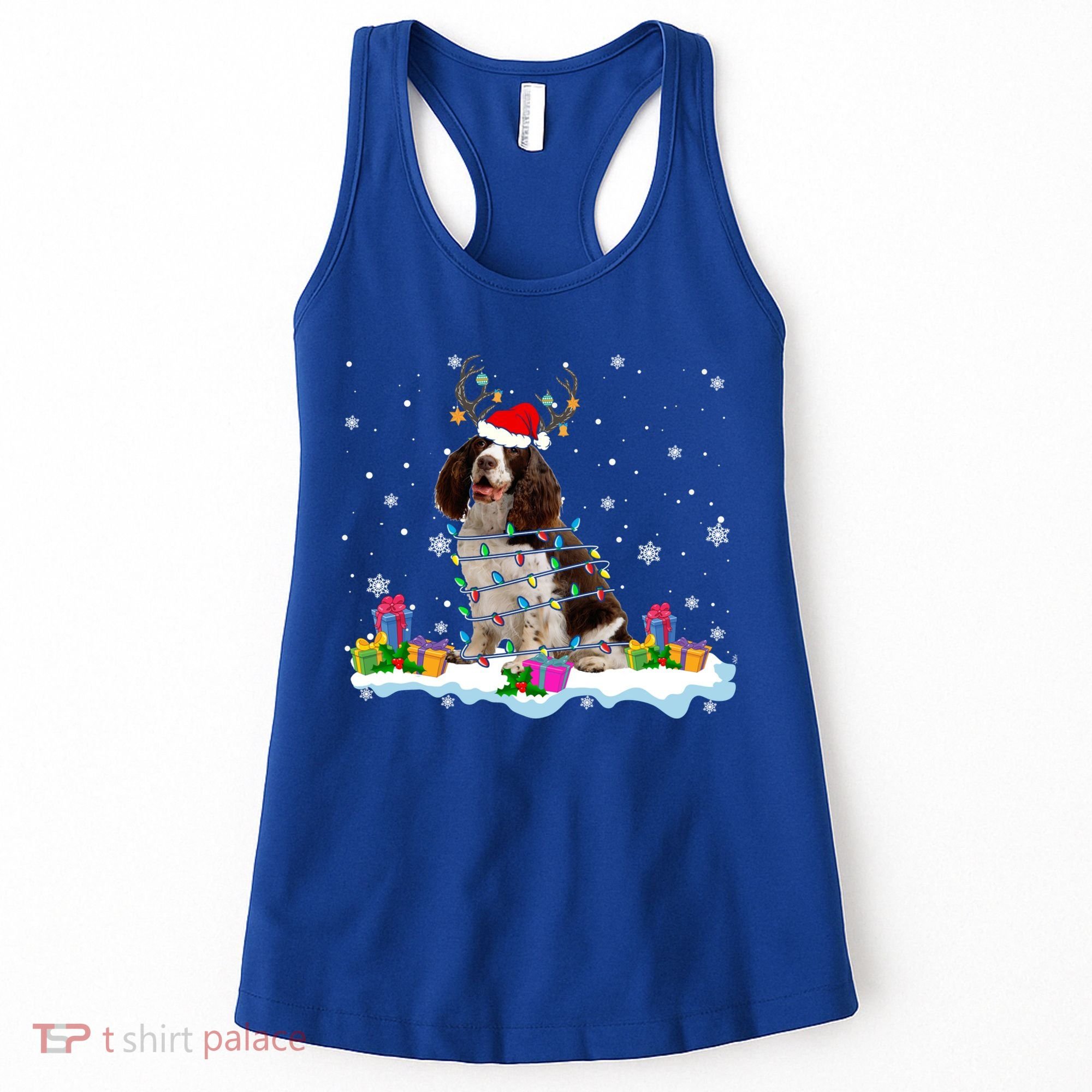 Santa English Springer Spaniel Christmas Santa Reindeer Dog Great Gift Women's Tank Top