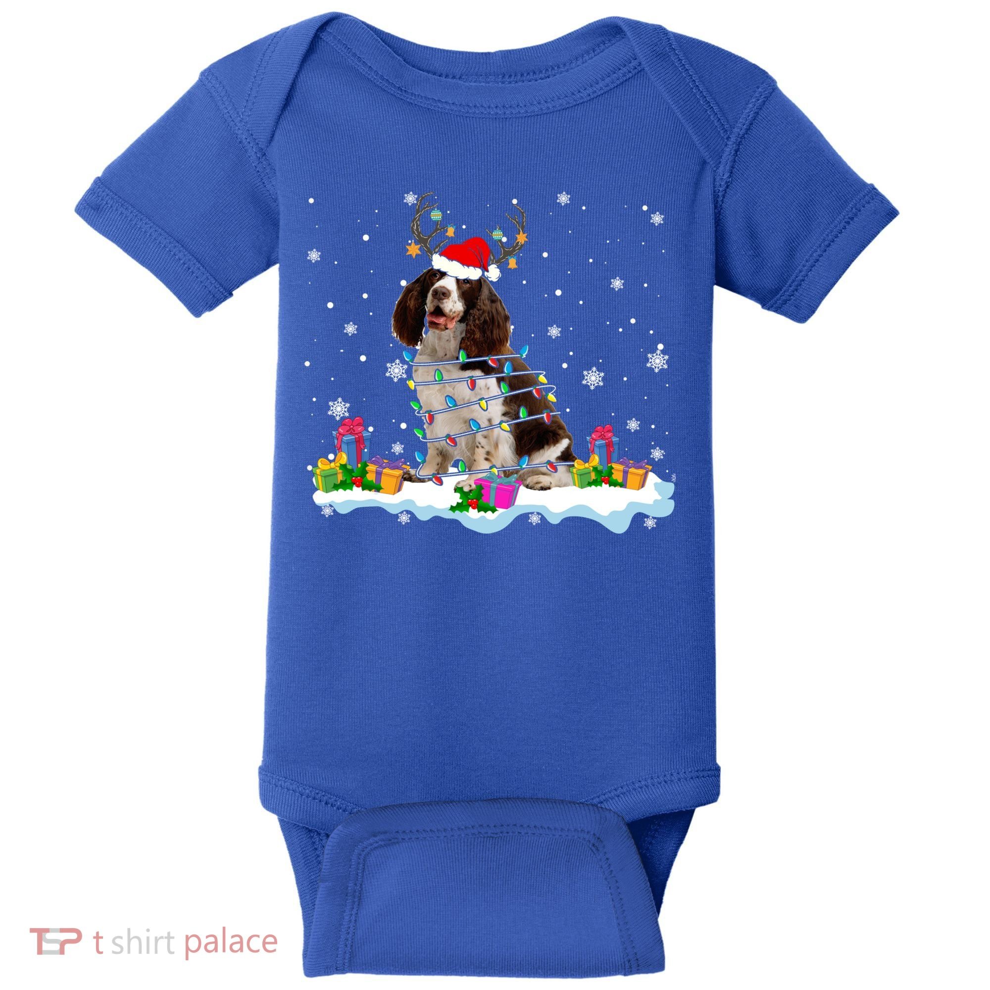 Santa English Springer Spaniel Christmas Santa Reindeer Dog Great Gift Baby Bodysuit