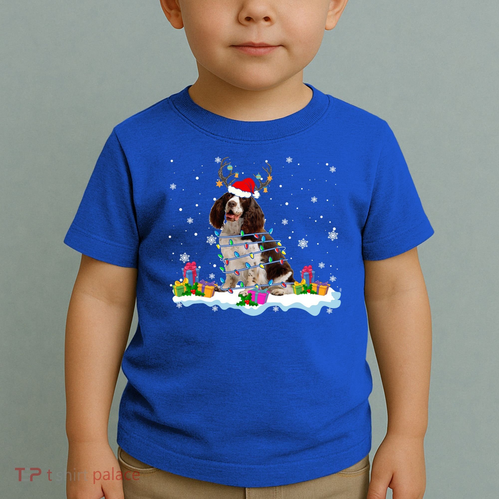 Santa English Springer Spaniel Christmas Santa Reindeer Dog Great Gift Toddler T-Shirt