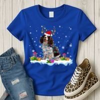 Santa English Springer Spaniel Christmas Santa Reindeer Dog Great Gift Women's T-Shirt thumb 3