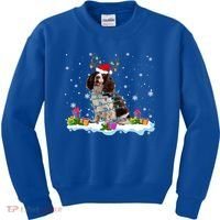 Santa English Springer Spaniel Christmas Santa Reindeer Dog Great Gift Kids Sweatshirt thumb 0