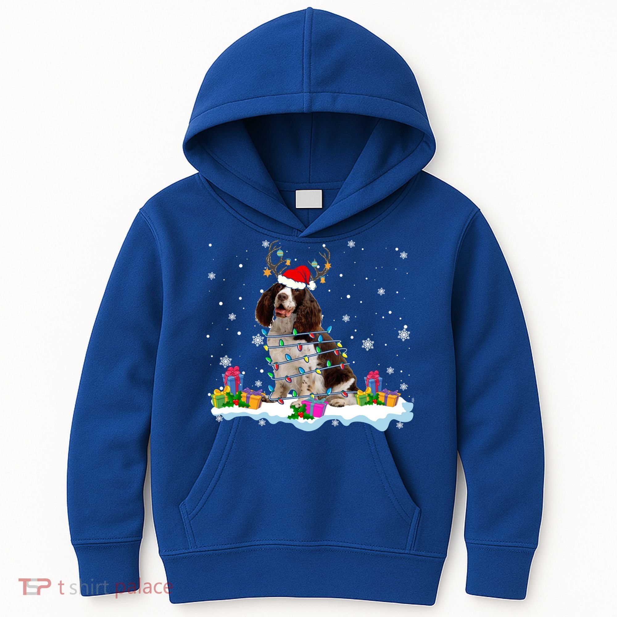 Santa English Springer Spaniel Christmas Santa Reindeer Dog Great Gift Kids Hoodie