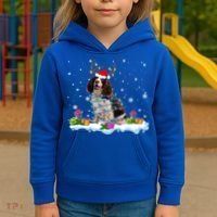 Santa English Springer Spaniel Christmas Santa Reindeer Dog Great Gift Kids Hoodie thumb 3