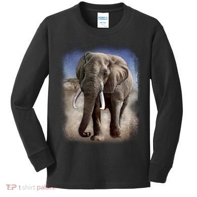 Safari Elephant Kids Long Sleeve Shirt
