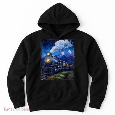Steam Engine Steam Train Vintage Van Gogh Locomotive Hoodie