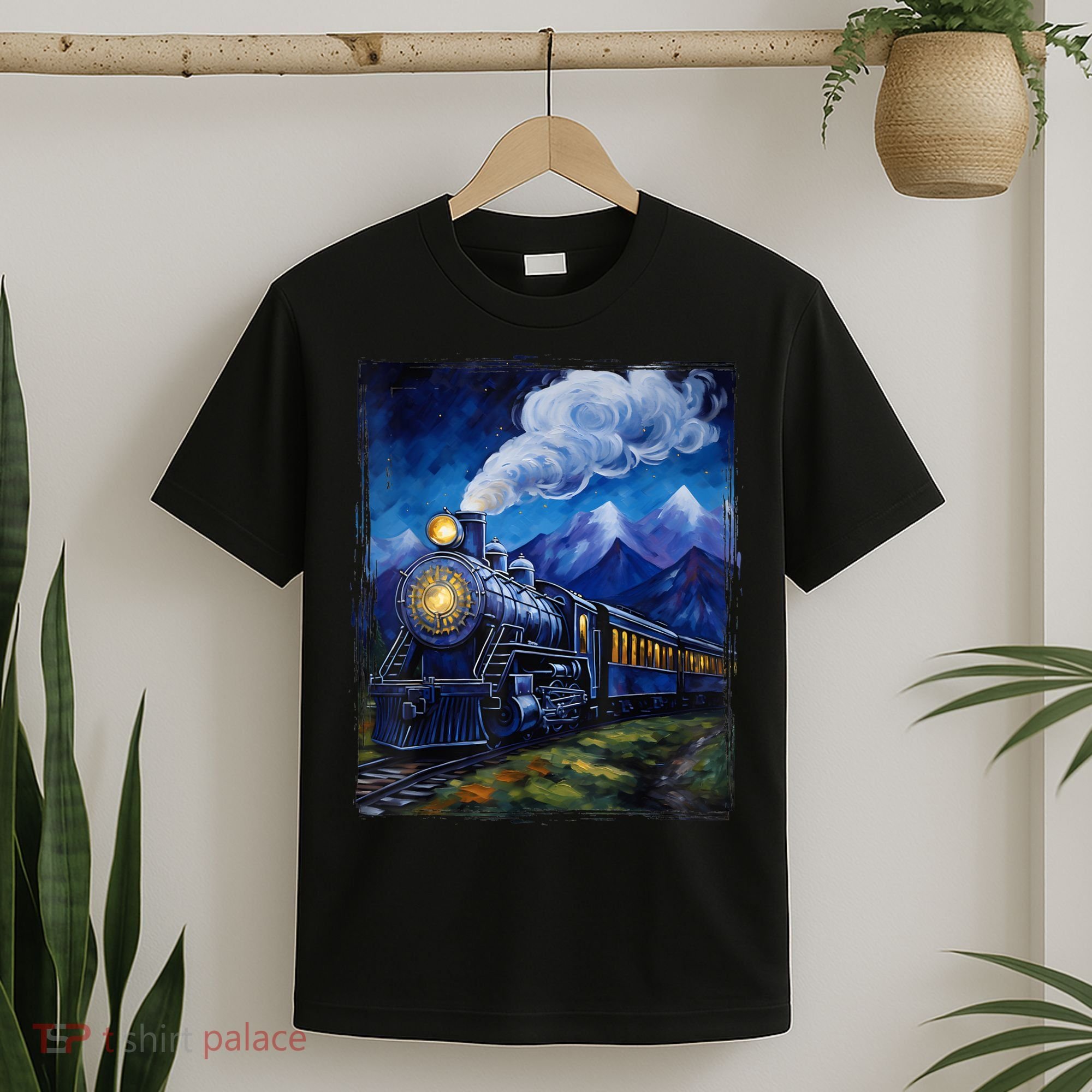 Steam Engine Steam Train Vintage Van Gogh Locomotive T-Shirt