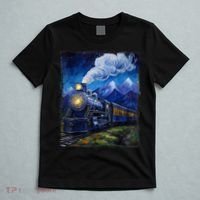 Steam Engine Steam Train Vintage Van Gogh Locomotive T-Shirt thumb 5