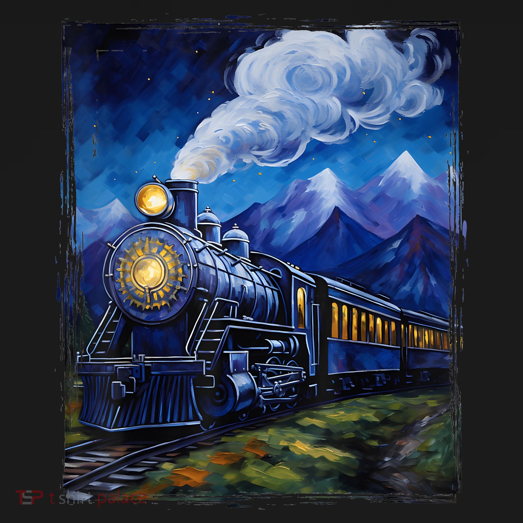 Steam Engine Steam Train Vintage Van Gogh Locomotive T-Shirt