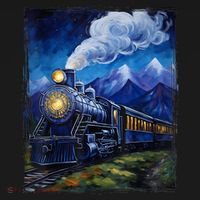 Steam Engine Steam Train Vintage Van Gogh Locomotive Visor thumb 3